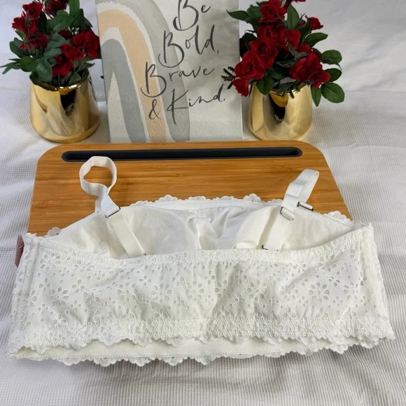 Auden Target White Lace Bandeau Bralette Removable Pad Wirefree Brallette - Picture 10 of 11